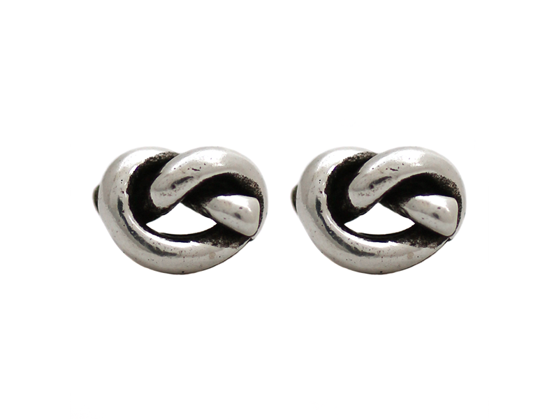 Woven ball Studs Earrings Oxidized Style SOLID 925 Sterling SILVER Love Knot 