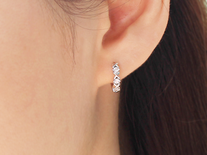 XOXO CZ Cute Mini Silver Hoop Earrings - 925 sterling silver 