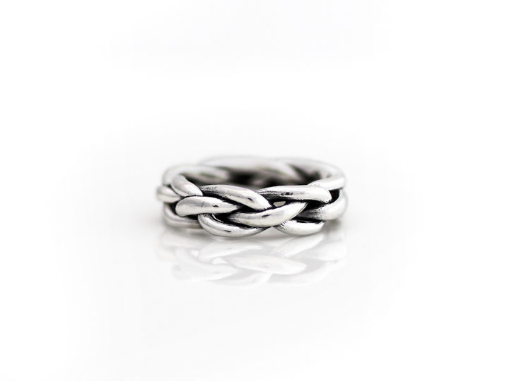 Fashion 925Sterling Solid Silver Jewelry Weave Rings For Women R023