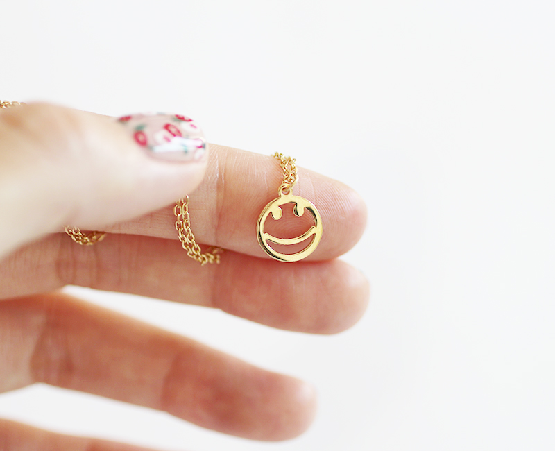 Gold Smiley Face Pendant Necklace - 925 sterling silver trendy fashion ...