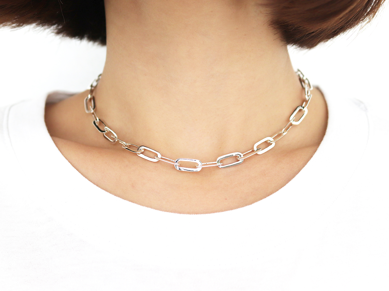 skrive marathon tirsdag Flat Oval Link Chain Silver Necklace - 925 sterling silver trendy fashion  jewelry