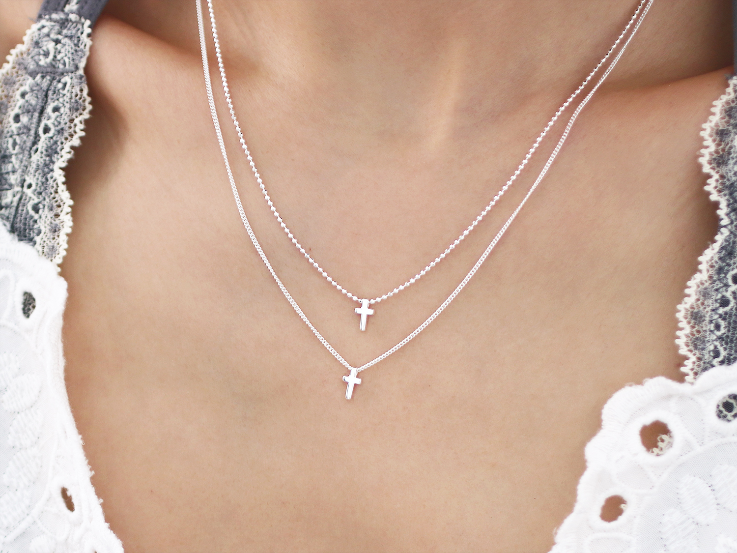 Double silver thimble necklace | Connie Verrusio