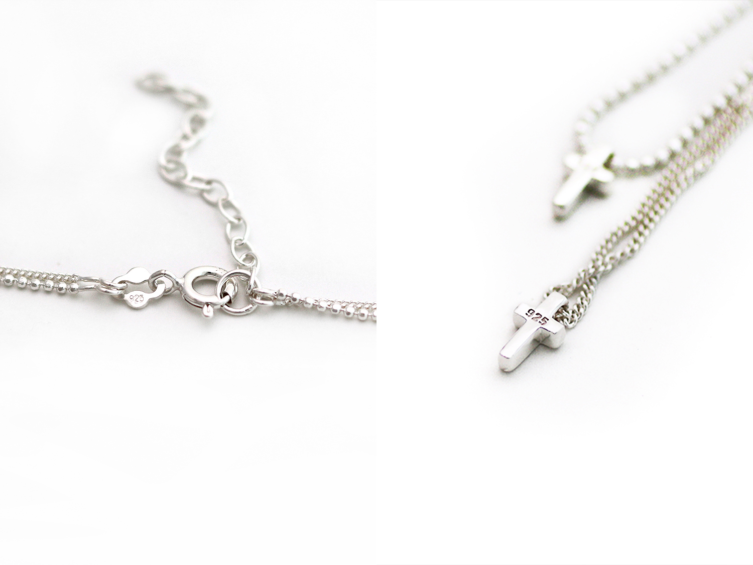 Silver Double Layered Cross Necklace - 925 sterling silver trendy ...