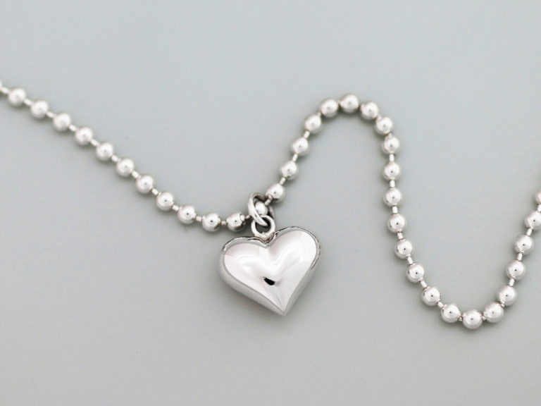 Silver Heart Pendant Bead Chain Necklace / Bracelet - 925 sterling ...